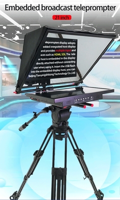 24 Zoll Monitor Studio Eingebetteter Computer Broadcast Grade Teleprompter mit Caster Stativ