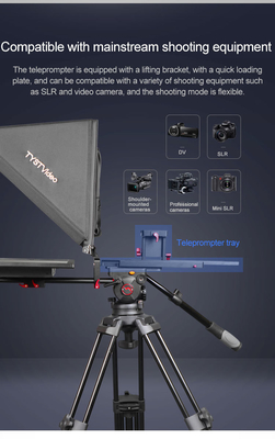24 Zoll Studio Laptop Teleprompter für Innen- oder Außenbereich mit Caster-Stativ und gehärtetem Glas