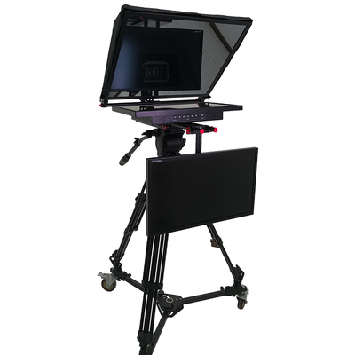 TS-T110/22D Dual-Screen Teleprompter mit Studio-Software und On-Camera Caster Stativ